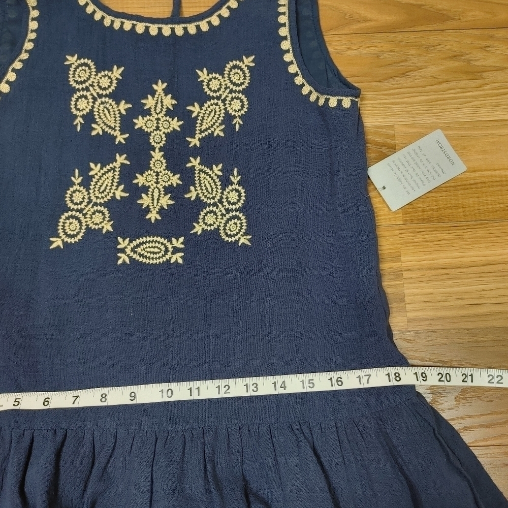 THML Navy Embroidered Sleeveless Tunic Top Medium - Picture 5 of 13